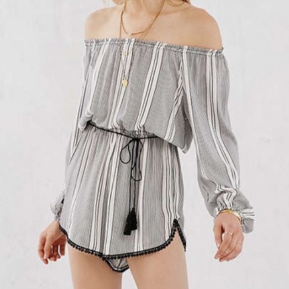 Black and White Striped Romper